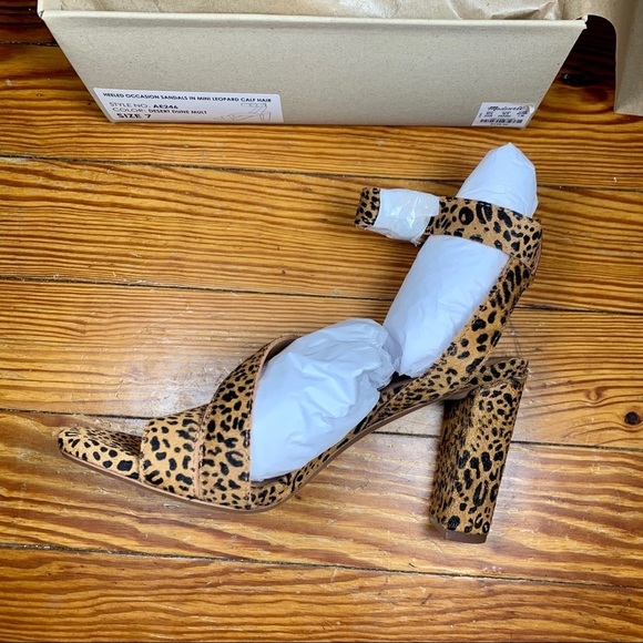 Madewell The Liv Heeled Sandal in Mini Leopard Calf Hair Womens 7 NWT - Picture 6 of 8